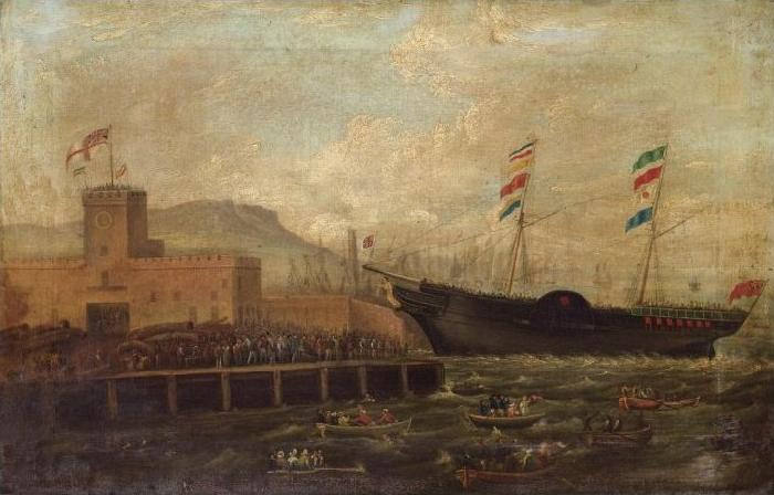 Hugh Carroll Frazer Launch of the Steamship Aurora from Belfast Harbour oil painting image